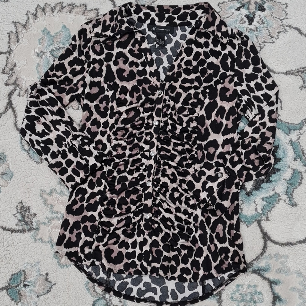 INC cheetah blouse size small